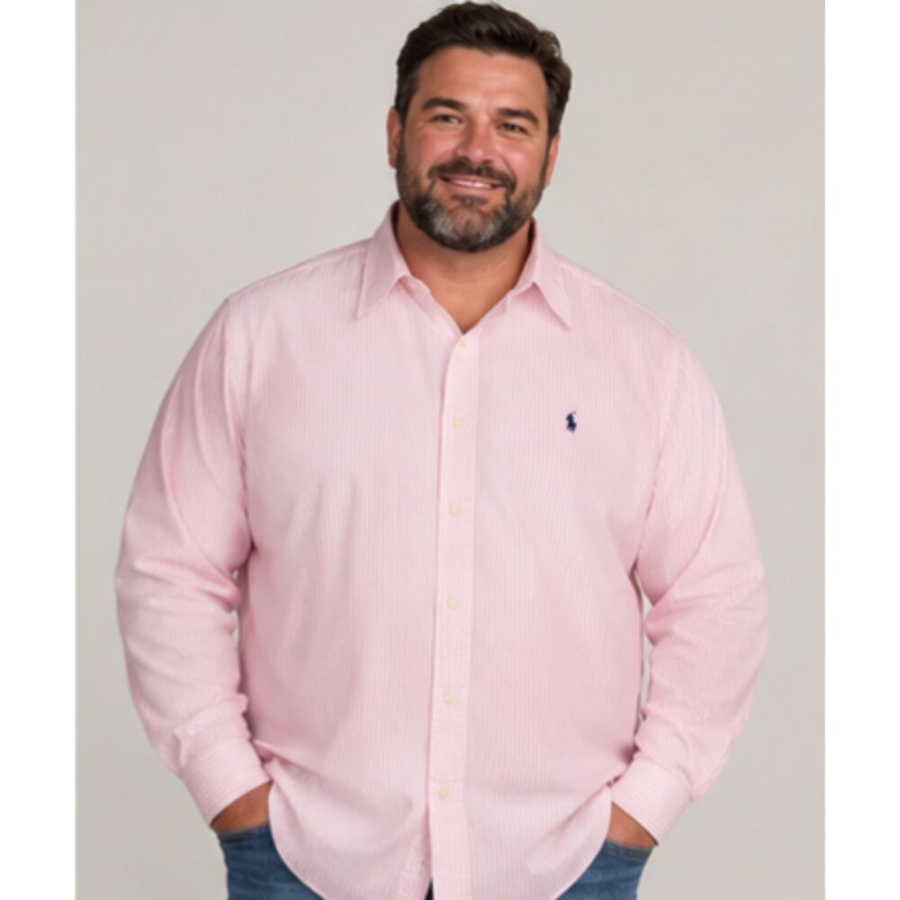 Polo Ralph Lauren Classic Fit Button-Down Shirt Pink & White Stripes Size 3xlt